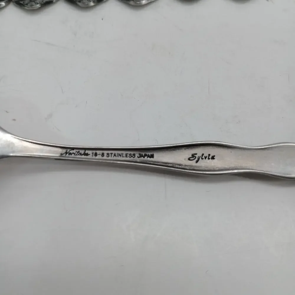 7X SF Vtg Noritake 18-8 Stainless Japan Sylvia Flatware Salad Forks Silverware